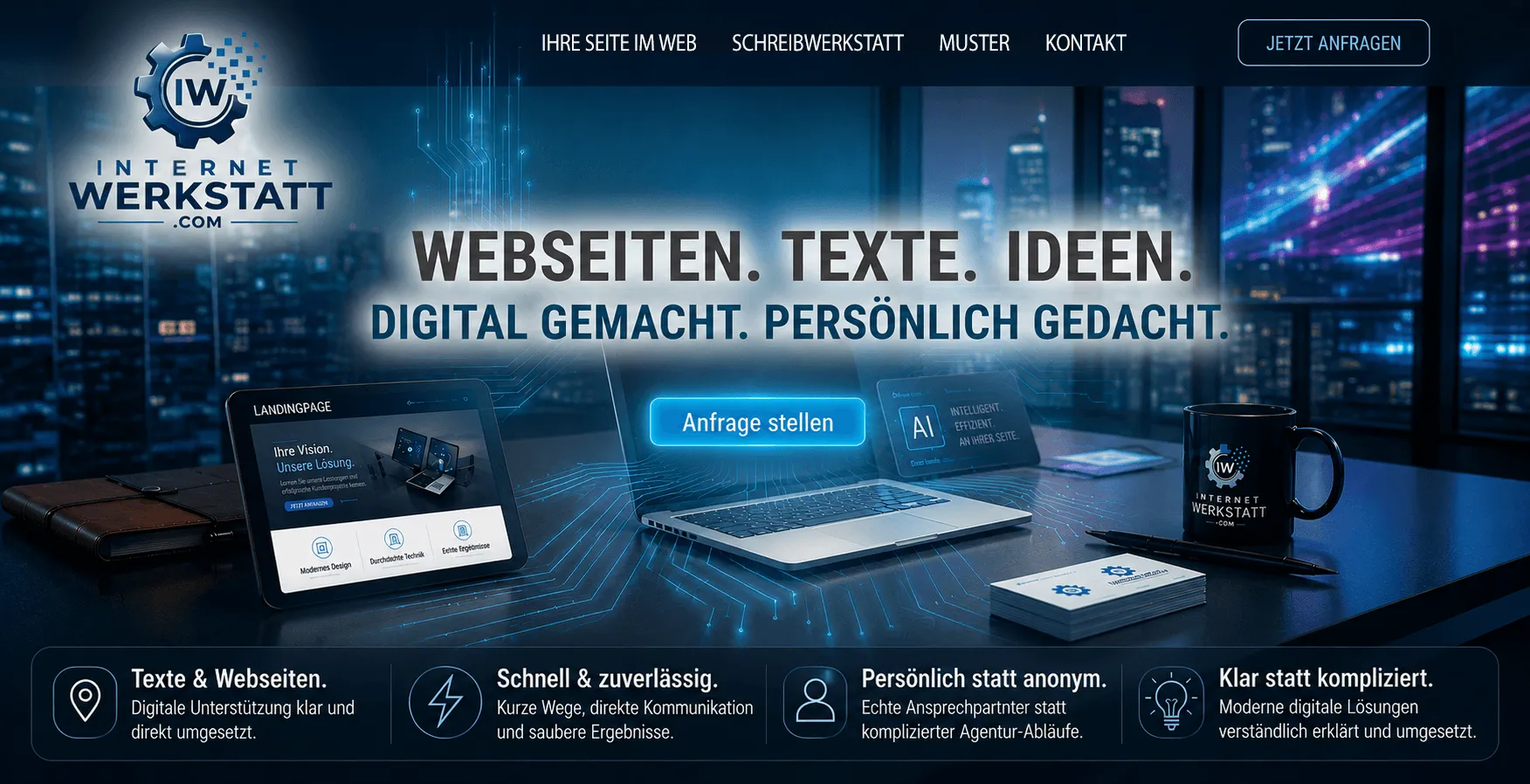 Professionelle Webseiten, Landingpages, digitale Visitenkarten und überzeugende Texte - individuell erstellt, persönlich betreut.
